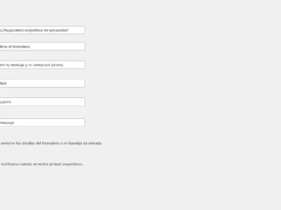 Pantalla parte final de la Configuración